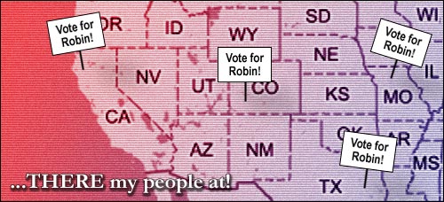 ...THERE my people at! [far-flung signs say vote for robin]